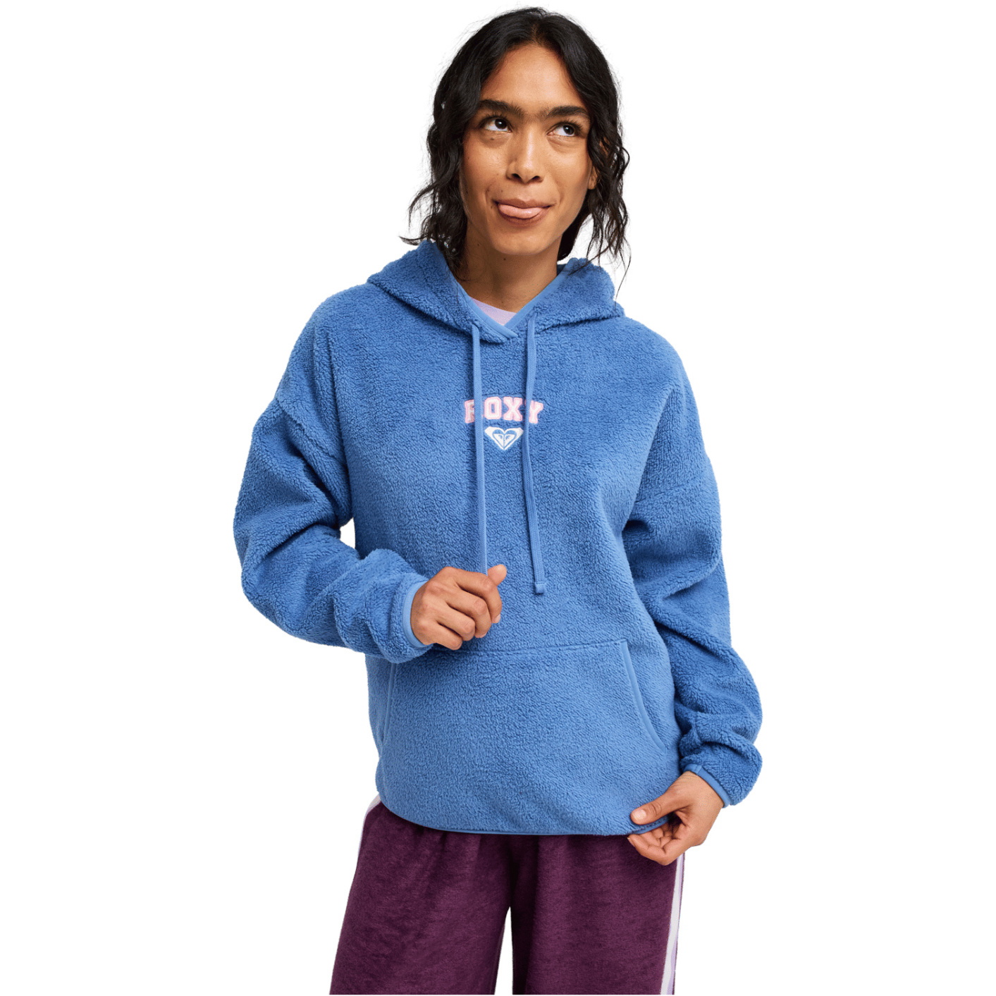 2026 Roxy Womens Cool Calling Sherpa Hoodie ERJPF03168 - Dutch Blue